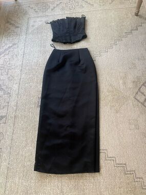 Jessica McClintock Black Two-Piece Prom Set - Corset Top & Maxi Pencil Skirt